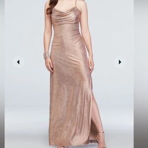 Metallic Dress with Cowl Neckline